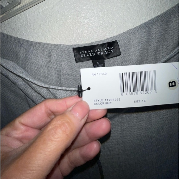 NWT Linda Allard Ellen Tracy wrap dress. SZ- 16 New- old stock. Linen/wool blend - Picture 5 of 8
